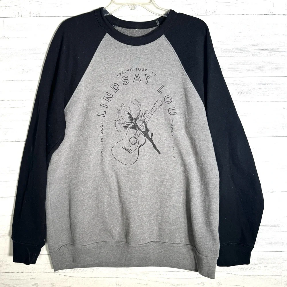 Lindsay Lou 2019 Spring Concert Tour Sweatshirt Sz XL Gray Black Rare